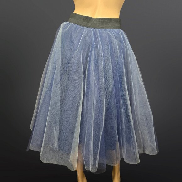 Vintage Tulle Tutu Skirt With Flower Size S Blue Midi Carrie SJP Gothic Fairy - Picture 7 of 11